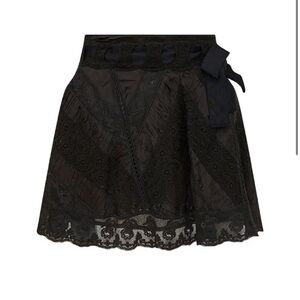 LoveShackFancy Black Lace Mini Skirt